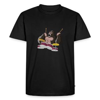 Le gorille joue de la batterie - T-shirt Premium bio Homme - noir - Devant - Nico (187cm)