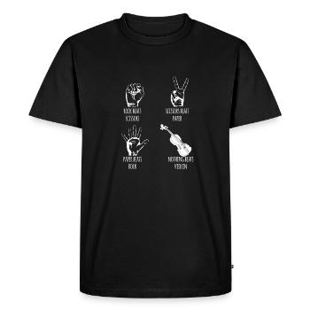 Violon - Violon - Violoniste - Ciseaux - Pierre - Papier - T-shirt Premium bio Homme - noir - Devant - Nico (187cm)