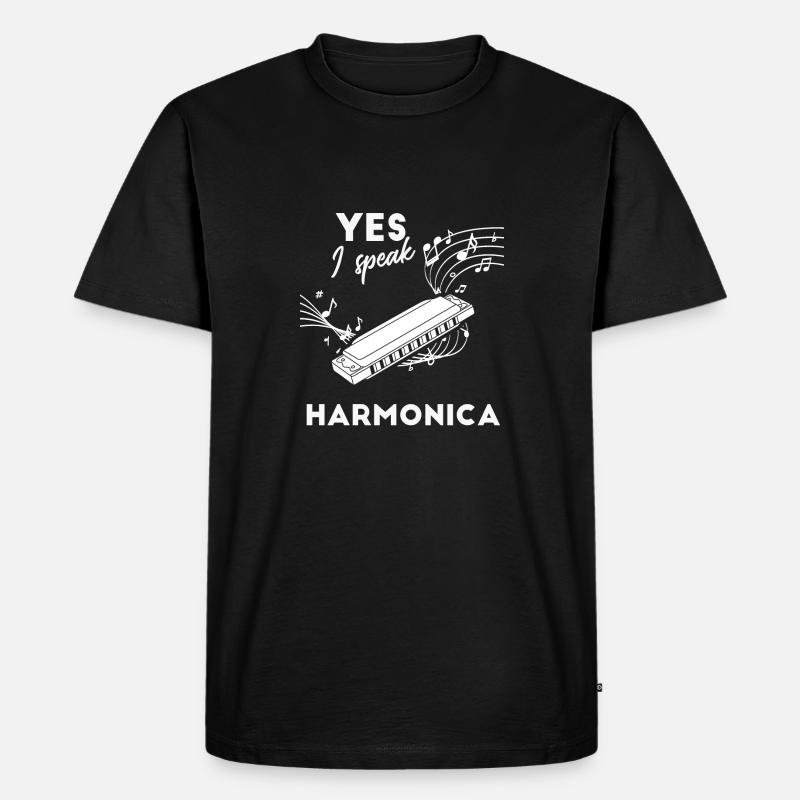 Harmonica - Harmonica Player - Partition - T-shirt Premium bio Homme - noir