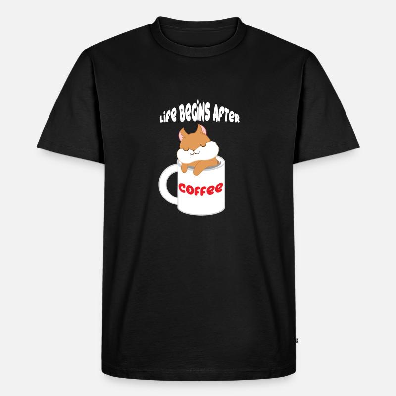 Eichhörnchen - Kaffee - Eichkätzchen - Geschenk - Männer Premium Bio T-Shirt - Schwarz