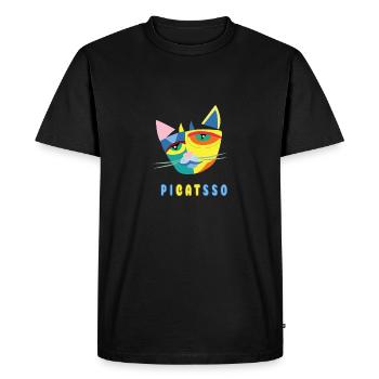 Pi-Cat-Sso Picasso Cat Abstract Art Gift - Men's Premium Organic T-Shirt - black - Front - Nico (187cm)