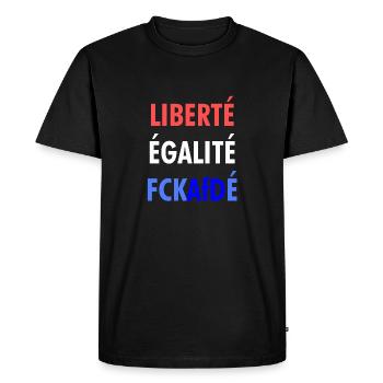 LIBERTÉ ÉGALITÉ FCKAfDÉ - T-shirt Premium bio Homme - noir - Devant - Nico (187cm)