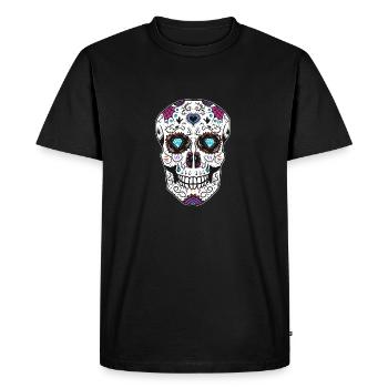 Crâne en sucre mort homme mort mort crâne - T-shirt Premium bio Homme - noir - Devant - Nico (187cm)