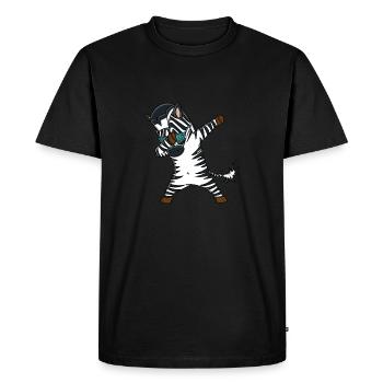 Dabbing Zebra T-Shirt Funny - Men's Premium Organic T-Shirt - black - Front - Nico (187cm)