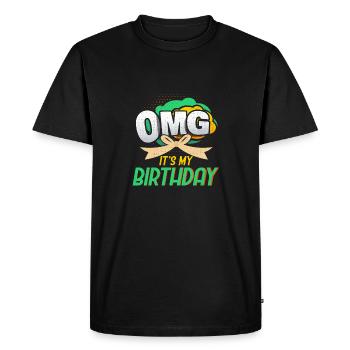 OMG c’est mon anniversaire style comique graphique demi-ton - T-shirt Premium bio Homme - noir - Devant - Nico (187cm)