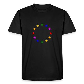 Les étoiles de l’UE aux couleurs de l’arc-en-ciel - T-shirt Premium bio Homme - noir - Devant - Nico (187cm)