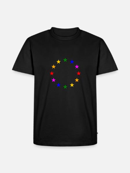 EU stars in rainbow colours - Men's Premium Organic T-Shirt - black