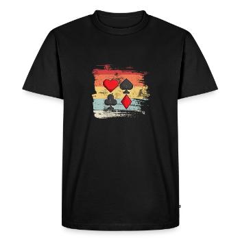 Jeu de cartes rétro Heart Pik Checked Cross Idea - T-shirt Premium bio Homme - noir - Devant - Nico (187cm)