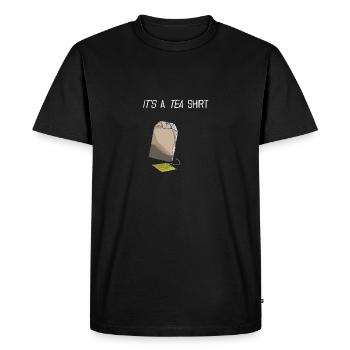 Tea shirt, tea, word joke - Men's Premium Organic T-Shirt - black - Front - Nico (187cm)