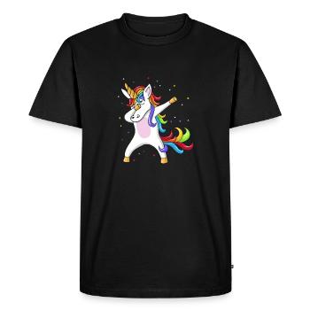Tamponner paillettes de licorne - T-shirt Premium bio Homme - noir - Devant - Nico (187cm)
