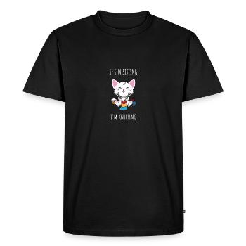 Knitting Cat Yarn Crochet Kitten Knitter Sewer - Men's Premium Organic T-Shirt - black - Front - Nico (187cm)