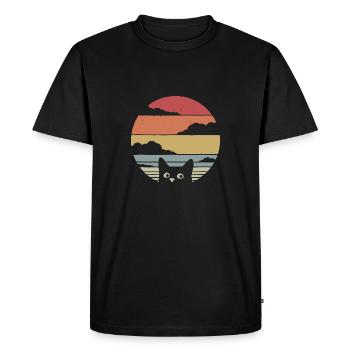 cat retro style classic animals black cat colorado - Männer Premium Bio T-Shirt - Schwarz - Vorne - Nico (187cm)