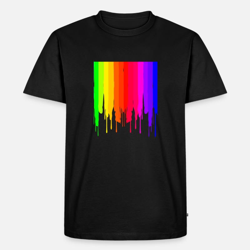 LGBTQ tropfender Regenbogen - Männer Premium Bio T-Shirt - Schwarz
