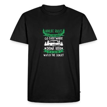 Camper Bus Caravan Camping Van - T-shirt Premium bio Homme - noir - Devant - Nico (187cm)