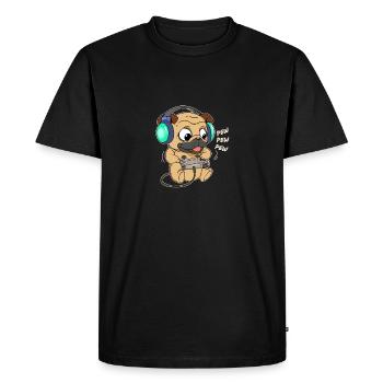 Pug Gamer Pug Pew Chien de jeu vidéo Chien de jeu - T-shirt Premium bio Homme - noir - Devant - Nico (187cm)