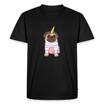 Chien Licorne Créature mythique Chiot Chien Carlin Terrier - T-shirt Premium bio Homme - noir - Devant - Nico (187cm)