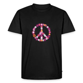 Fleur puissance signe paix paix hippie - T-shirt Premium bio Homme - noir - Devant - Nico (187cm)