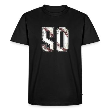 #50 maillot de baseball numéro 50 Vintage - T-shirt Premium bio Homme - noir - Devant - Nico (187cm)