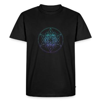 Métatron Sarcelle Géométrie Sacrée - T-shirt Premium bio Homme - noir - Devant - Nico (187cm)