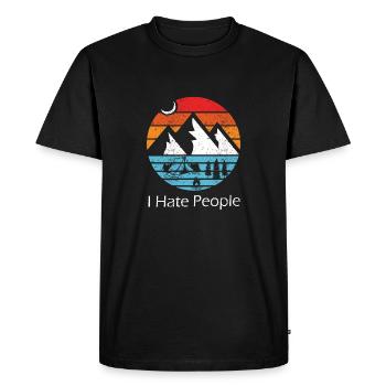 Je déteste les gens - T-shirt Premium bio Homme - noir - Devant - Nico (187cm)
