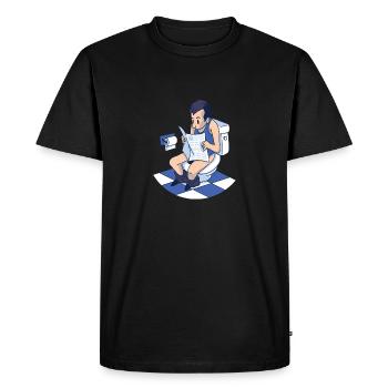 Man reads newspaper on the toilet - Men's Premium Organic T-Shirt - black - Front - Nico (187cm)