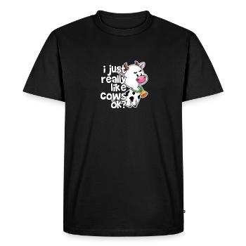 Vache adorable animal de compagnie lait de chèvre troupeau de ferme - T-shirt Premium bio Homme - noir - Devant - Nico (187cm)