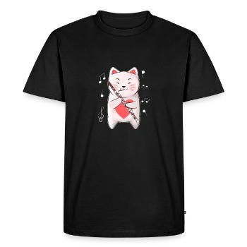 Chat jouant du basson Orchestra Instrument à vent en bois - T-shirt Premium bio Homme - noir - Devant - Nico (187cm)