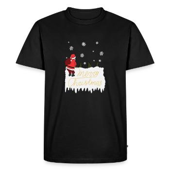Joyeux noël, père noël, pipi, laid, christ - T-shirt Premium bio Homme - noir - Devant - Nico (187cm)