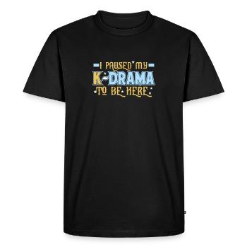 J'ai suspendu mon drame K pour être ici - T-shirt Premium bio Homme - noir - Devant - Nico (187cm)
