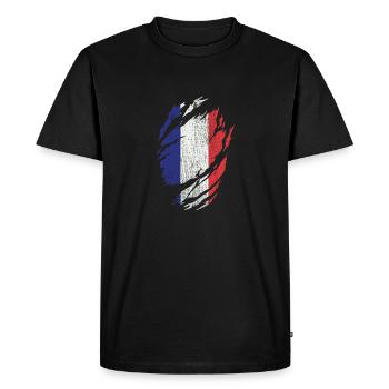 france - T-shirt Premium bio Homme - noir - Devant - Nico (187cm)