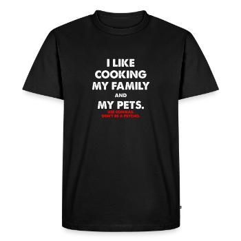 J'aime cuisiner ma famille et mes animaux de compagnie Grammer drôle - T-shirt Premium bio Homme - noir - Devant - Nico (187cm)