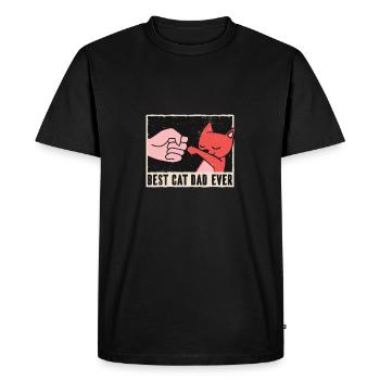 Meilleur chat papa jamais bosse poings chat - T-shirt Premium bio Homme - noir - Devant - Nico (187cm)