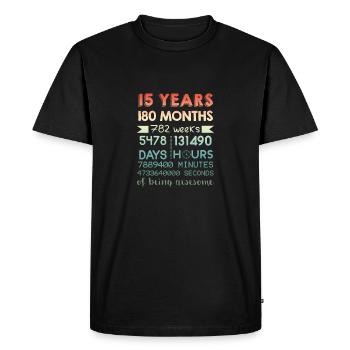 15 Years Of Being Awesome - Men's Premium Organic T-Shirt - black - Front - Nico (187cm)