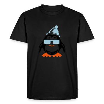 pingouin sourire intello expression bonnet - T-shirt Premium bio Homme - noir - Devant - Nico (187cm)