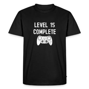 Niveau 15 Complete 15 anniversaire cadeau 15 ans - T-shirt Premium bio Homme - noir - Devant - Nico (187cm)