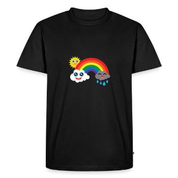 Clouds laugh and cry with sun in the rainbow - Men's Premium Organic T-Shirt - black - Front - Nico (187cm)