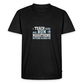 Marathon runner TShirt for teachers - Men's Premium Organic T-Shirt - black - Front - Nico (187cm)
