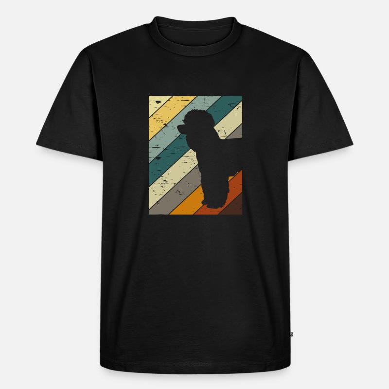 Retro Pudel Hunde - Männer Premium Bio T-Shirt - Schwarz