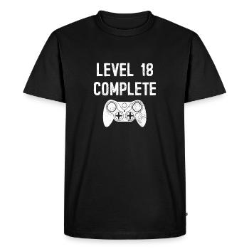 Niveau 18 Terminer 18 cadeaux d'anniversaire 18 ans - T-shirt Premium bio Homme - noir - Devant - Nico (187cm)