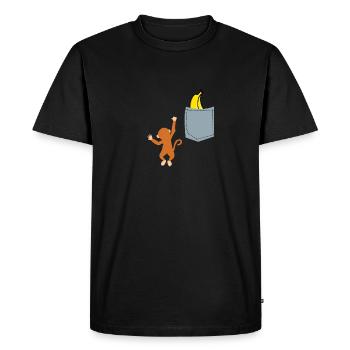 Monkey in a pocket - Men's Premium Organic T-Shirt - black - Front - Nico (187cm)