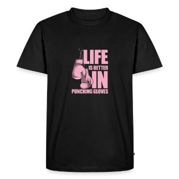 Boxe - Life is Better Punching Gloves - Gym - T-shirt Premium bio Homme - noir - Devant - Nico (187cm)