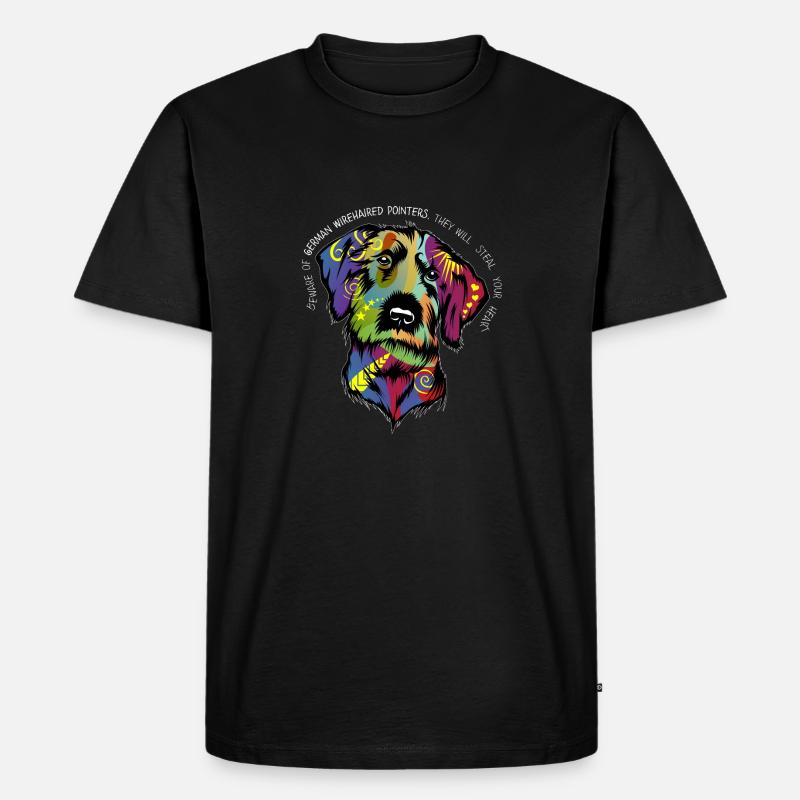 Deutsch Drahthaar Hund Design Kunst - Männer Premium Bio T-Shirt - Schwarz
