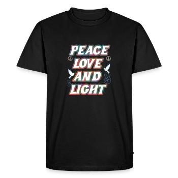 Peace Love And Light White Dove Peace Sign - Men's Premium Organic T-Shirt - black - Front - Nico (187cm)