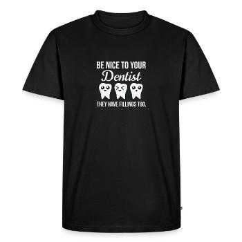 Dentiste dent dents femme dentiste médecin hygiéniste dentaire - T-shirt Premium bio Homme - noir - Devant - Nico (187cm)