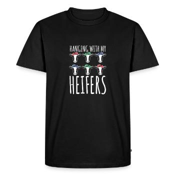 Bandana mignon de vache - suspendu avec mes génisses - T-shirt Premium bio Homme - noir - Devant - Nico (187cm)