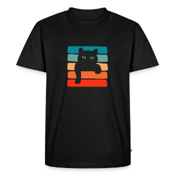 Chat Design Rétro Vintage Couleur - Chat Noir - T-shirt Premium bio Homme - noir - Devant - Nico (187cm)