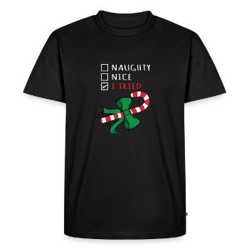 Christmas Candy Cane Gift Design - I Tried Checkli - T-shirt Premium bio Homme - noir - Devant - Nico (187cm)