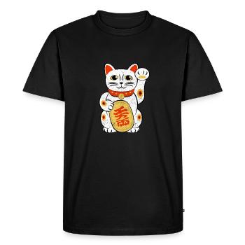 Japon Lucky Cat Japonais Maneki Neko Good Luck Cha - T-shirt Premium bio Homme - noir - Devant - Nico (187cm)