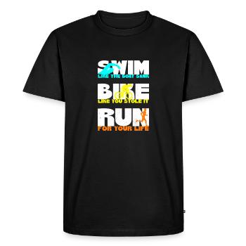 Swim Bike Run Triathlon Grunge - Men's Premium Organic T-Shirt - black - Front - Nico (187cm)
