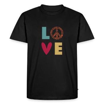 Love Peace - coeur de paix d'amour - couleurs rétro - T-shirt Premium bio Homme - noir - Devant - Nico (187cm)